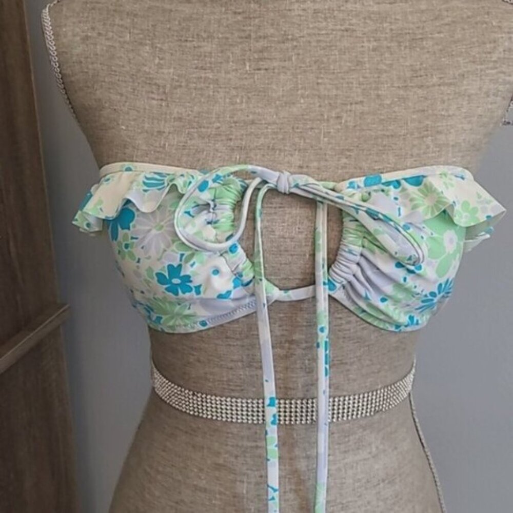 Aerie Real Good Ruffle Floral Print Bikini SET Size M - Picture 3 of 5